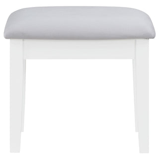 Winona - Makeup Vanity Set With Bulb Lit Mirror And Upholstered Stool - White
