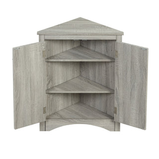 Triangle Bathroom Storage Cabinet With Adjustable Shelves, Freestanding Floor Cabinet - Oak