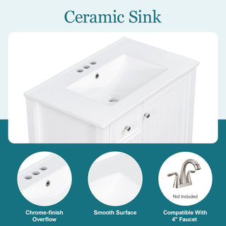 Modern Bathroom Vanity With Sink, 1 Cabinet & 3 Drawers