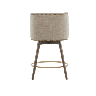 Swivel Counter Stool With Antique Bronze Detailing - Beige Multi