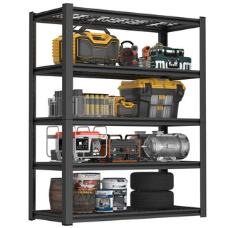Garage Storage Rack, 5 Layer Adjustable Shelving Unit For Warehouse - Black