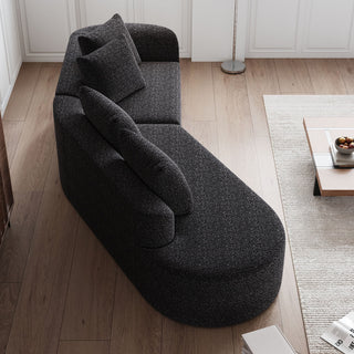 Upholstered Oversized Sectional Sofa, 4 Seater Extra Deep & Wide Seat Curved Cloud Couch With 4 Throw Pillows, Free Combination Living Room - Black