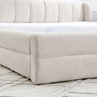 Modern Upholstered Bed Frame With Thick Fabric And Headboard