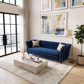 3 Person Sofa With Deep Seat, Tufted Backrest