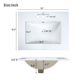 Bathroom Vanity With Integrated Undermount Ceramic Sink, 2 Doors And 1 Drawer, Soft Close Hinges