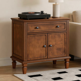 Nightstand With Charging Station Bedside Table With Drawer And Double Door Storage
