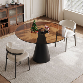 Round Dining Table - Black / Brown - Glass