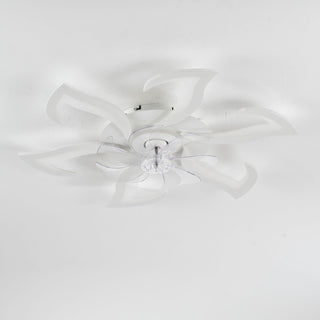 Flower Ceiling Fan With LED Dimmable Light, Flush Mount Ceiling Fan With Remote Control, Low Profile Design, 6 Speeds, Timing Function