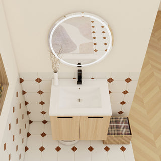 Floating Bathroom Vanity With Sink, Wall Mounted Double Door Storage