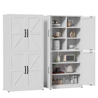 Kitchen Pantry Cabinet With Adjustable Shelves, Heavy Duty Storage - White