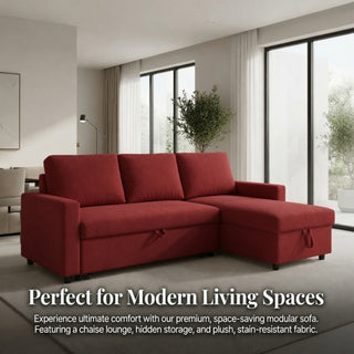 L - Shaped Convertible Sofa Bed With Storage Chaise