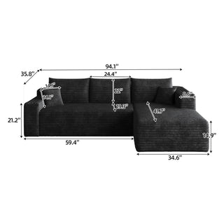 Cloud Sectional Sofa, Comfort U-Shaped Sofa For Living Room - Black