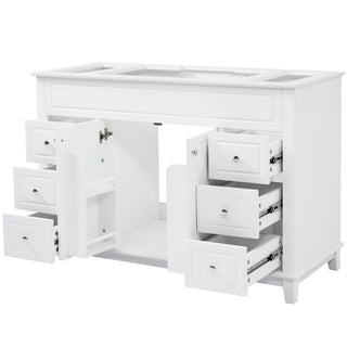 Bathroom Vanity Cabinet Only, 6 Soft Close Drawers & Double Doors - White