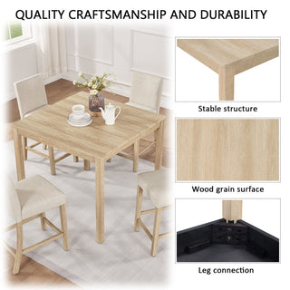 5 Piece Counter Height Table Set With 4 Chairs