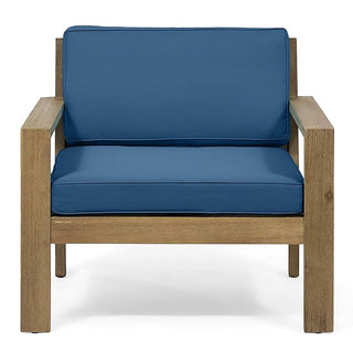 Antoine - Outdoor Acacia Wood Club Chairs With Cushions, (Set of 2)