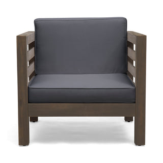 Outdoor Acacia Wood Patio Chair With Fabric Cushion