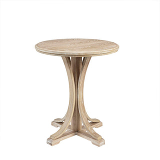 Accent Table Round Rustic Ash Veneer Reclaimed Wheat - Natural
