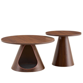 Nesting Coffee Table With Integrated Cat Cave Bed (Set of 2) - Walnut