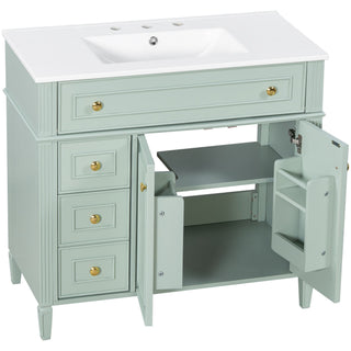 Bathroom Vanity With Sink, 3 Drawers & 2 Doors