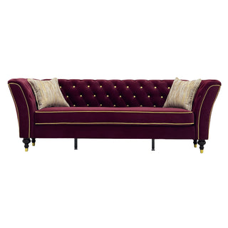 3 Person Sofa With Deep Seat, Tufted Backrest