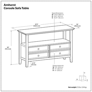 Amherst - Console Sofa Table, Handcrafted