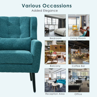 Modern Accent Chair Upholstered Foam Filled Living Room Chairs Comfy Reading Chair Mid-Century Modern Chair With Fabric Lounge Arm Chairs Armchair For Living Room Bedroom