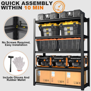 Shelves With 5 Removable Dividers, Durable For Garage - Black