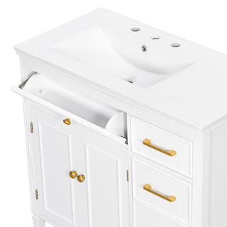 2 Piece Freestanding Bathroom Vanity Set With Sink Top, Reversible Dual Layout