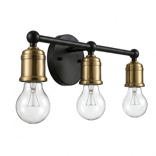 3 Light Wall Sconce, Vanity Light, No Bulbs Included - Black / Gold