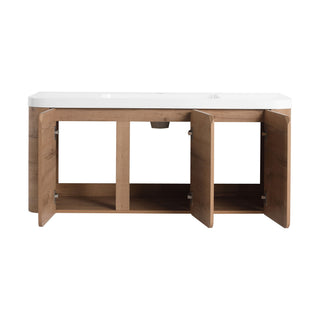 Wall Mounted Bathroom Vanity With Sink, 3 Soft Close Doors