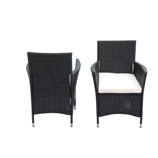 Outdoor Patio Wicker Dining Set With Acacia Wood Top