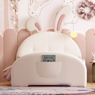Upholstered Rabbit-Shape Princess Bed With Headboard And Footboard