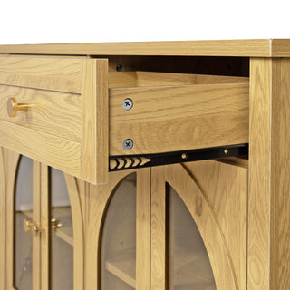 Sideboard Cabinet With 3 Drawers And 6 Arched Glass Doors