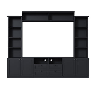 Farmhouse Elegant Entertainment Center Wall Unit With 4 Drawers