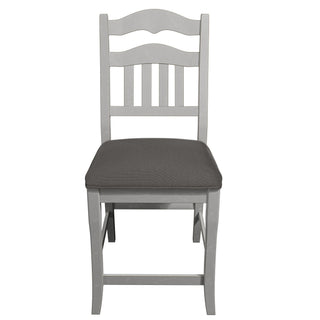 7 Piece Counter Height Dining Set With Storage Base And Ladder Back Chairs - Antique White / Gray