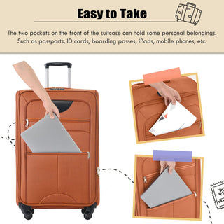 Softside Luggage Expandable 3 Piece Set Upright Spinner Lightweight Suitcase
