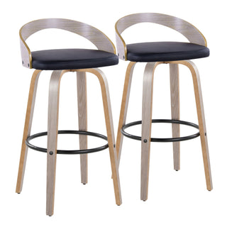 Grotto - Contemporary Fixed Height Barstool With Swivel With Round Footrest (Set of 2)