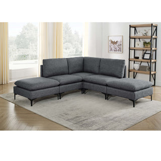 Upholstered Modular Sectional With Tall Legs, Medium Firm Seat