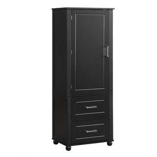 Tall Freestanding Bathroom Storage Cabinet With 2 Drawers And Adjustable Shelf