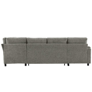 U-Shaped Sectional Sleeper Sofa With Ample Storage Space, 2 Cup Holders And Charging Ports For Living Room