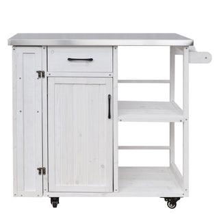 Outdoor Kitchen Island Prep Station With Lockable Wheels, Ample Storage, Towel & Spice Racks