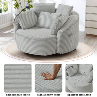 Swivel Accent Barrel Chair With Adjustable Phone Holder, 5 Pillows For Living Room