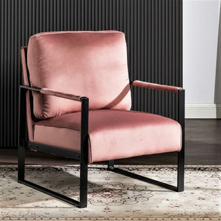 Classic Mid Century Modern Accent Chair With Durable Square Metal Frame, Armchair