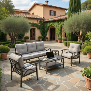 Patio Furniture Set With Coffee Table And Cushions For Backyard