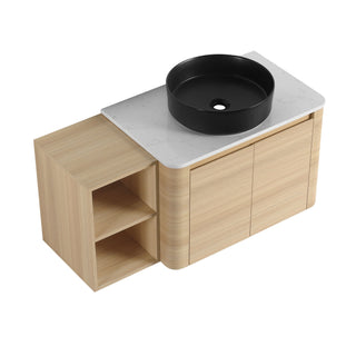 Mounted Bathroom Vanity With Art Sink, Storage Shelves, Soft Close Door