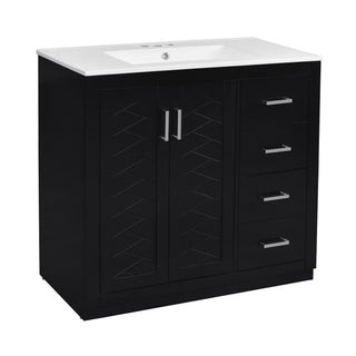 Bathroom Vanity With Sink Combo, Storage Cabinet, Freestanding Set With 3 Drawers & Soft Closing Doors