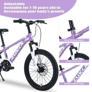 Zukka - 20" Mountain Bike With Adjustable Saddle And Suspension Fork