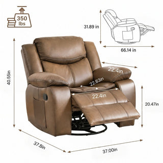 Rocker Recliner Chair With Manual Recline And 360° Swivel Base