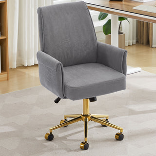 Ergonomic Mid-Back Office Chair With Striped Fabric - Gray