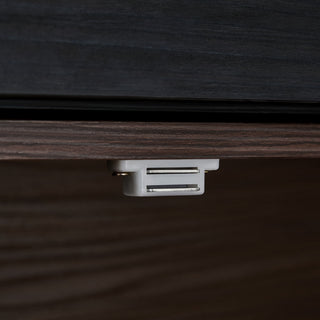 Modern Extendable & Rotating Cabinet With Drawer And Flip Doors For Versatile Storage - Black / Dark Walnut